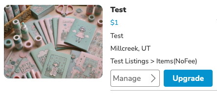 KSL.com listing card showing the green Upgrade button