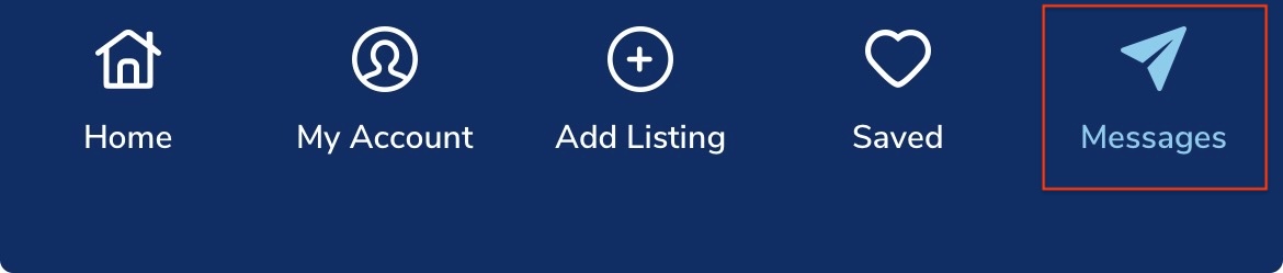 KSL Classifieds app bottom navigation bar with the Messages tab highlighted