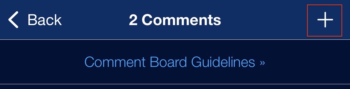 Plus icon for adding a comment in the KSL News iOS app