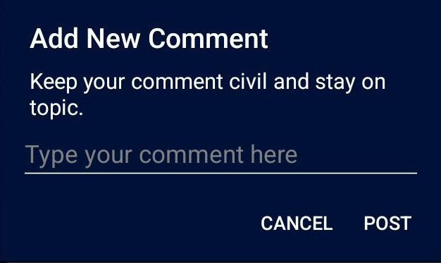 Add New Comment window in the KSL News Android app