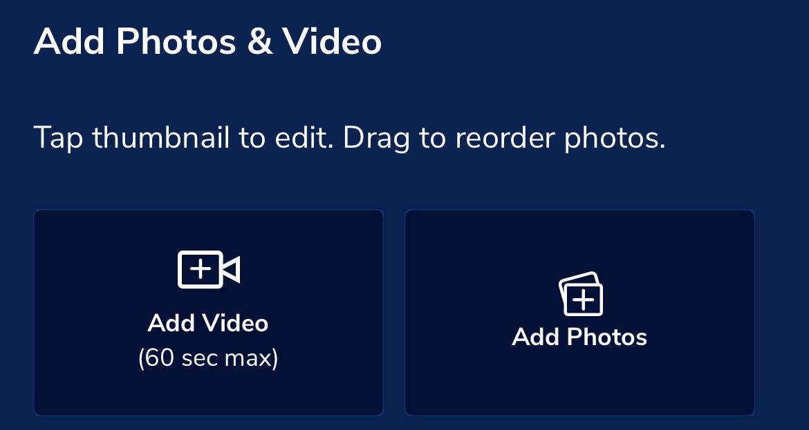 KSL Classifieds app listing form showing Add Photos