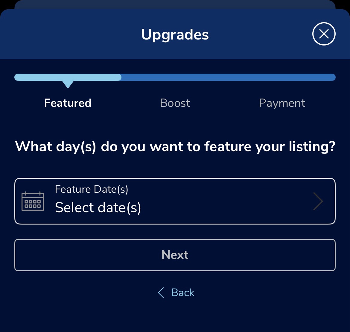 Featured upgrade options and calendar in the KSL Classifieds app