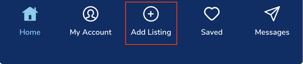 KSL Classifieds app bottom menu with Add Listing icon